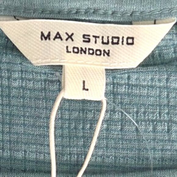 Max Studio London Flutter Texture Knit T-Shirt Size L in Laguna NWT - Picture 5 of 7